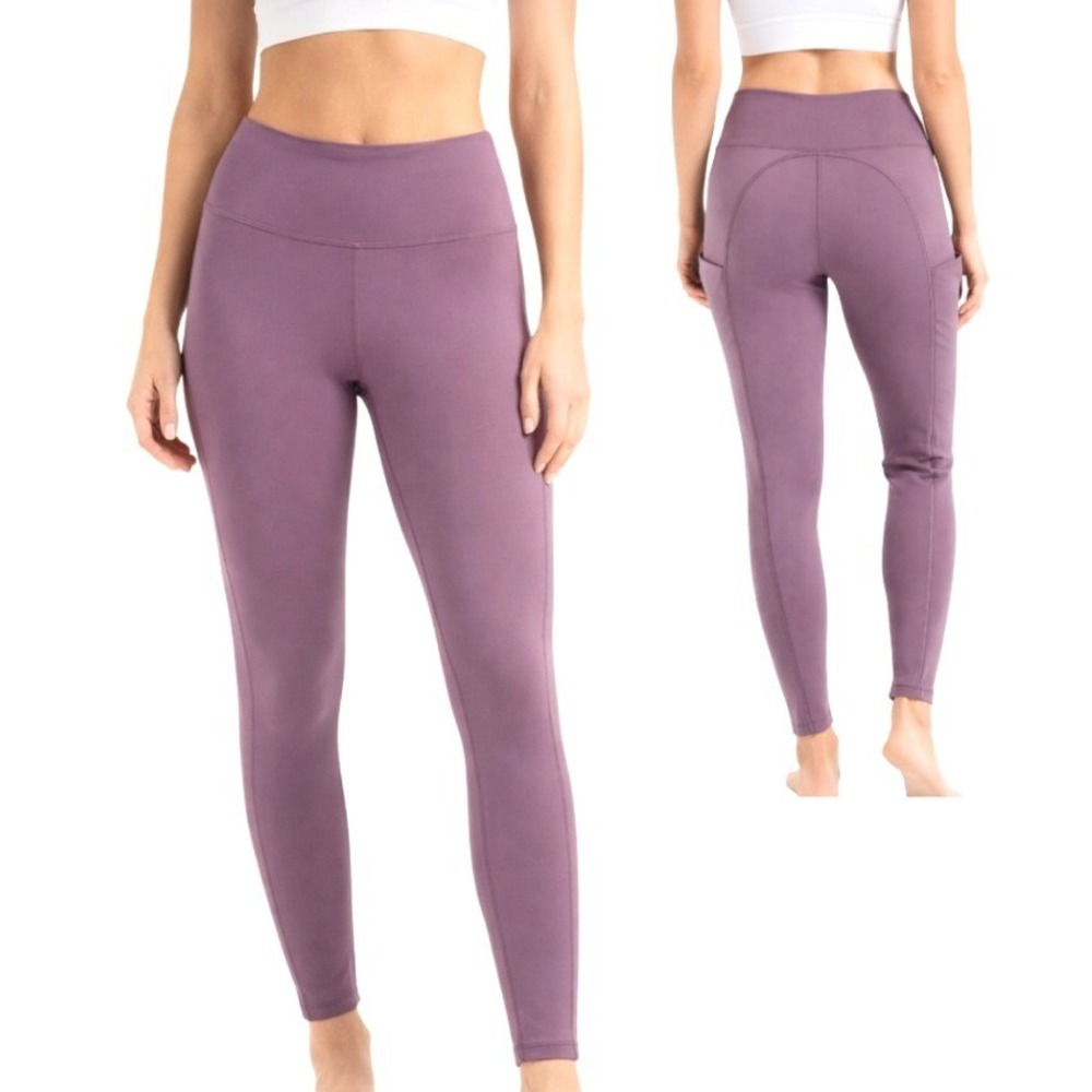 Athleta Salutation Stash Pocket Tight High Rise Leggings Purple Mauve Size S